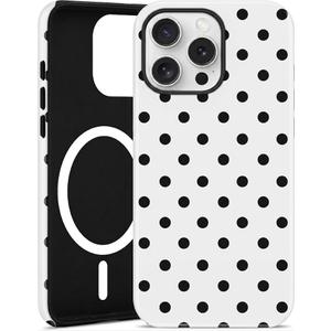 Jusy Compatible with MagSafe Polka Dot Case for iPhone 15, Cute Aesthetic Polka Dots Magnetic Phone Case, Soft TPU and Hard PC Protective Phone Cover for Women Girls (Matte) - White