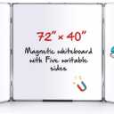 AmazingSpark 72 x 40 Foldable Whiteboard Dry Erase Board Large Tri Folding Whiteboard Magnetic Dry Erase Board, Wall Aluminium Frame and Pen Tray for Office, Home