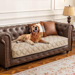 Ameritex Waterproof Dog Bed Cover Pet Blanket with Anti-Slip Back for Furniture Bed Couch Sofa (30x70 Inch (Pack of 1), Beige)