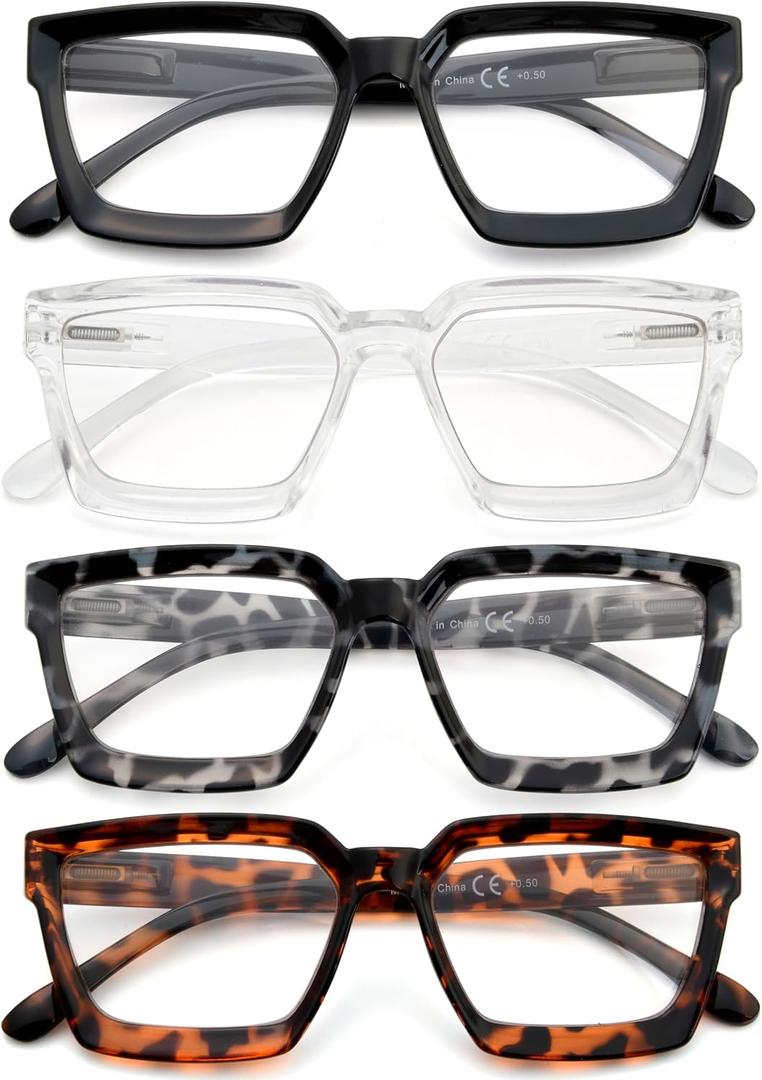 Eyekepper 4 Pack Reading Glasses Women Oversize Frame Ladies Readers 4pcs-mix, 1.75 x
