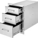 VEVOR 14x20.3 Inch Outdoor Kitchen Drawers Stainless Steel, Flush Mount Triple Drawer, 14W x 20.3H x 23D Inch, with Stainless Steel Handle, BBQ Drawers for Outdoor Kitchens or BBQ Island