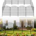 10 Panels 33in H x 29in L Garden Fence, 24ft L Black Metal No Dig Fence Temporary Animal Barrier for Dogs & Rabbits, Reusable Outdoor Yard Fencing