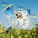 MILPROX Compatible with iPhone 16 Pro Max Case -with Screen Protector/Strap - Compatible with MagSafe - Cute Flower Floral Pattern with Girls/Women - Magnetic Slim Protective Phone Cover - Flowers (Blue White Daisy)