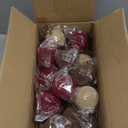 Aneco 18 Pcs Velvet Christmas Ornaments Bulk, 3 Sizes Flocked Christmas Tree Ball, Plastic Xmas Decorative Hanging Ornaments with 18 Ribbons for Xmas Holiday Wreath Tree Decor (Red, Beige, Brown)