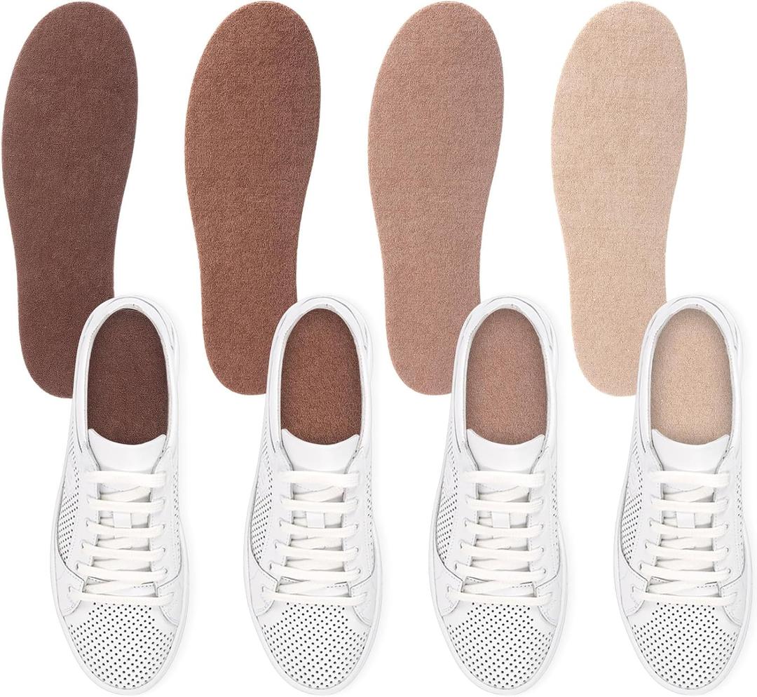 4 Pairs No Show Socks, Breathable Shoe Liner Anti Slip Barefoot Insert, No Stinking Shoe Liner for Men Women (Warm Color)