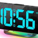Digital Alarm Clock, Large LED Digital Clock for Bedrooms with 10 Color Changing Night Light, Adjustable Brightness, USB Charging Port, Bedside and Desk Clock for Living Room Office Decor (Black)