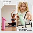 26oz Insulated Water Bottle with 2-in-1 Straw and Spout Lid, 304 Stainless Steel Water Bottle Keep Cold for 24H,Leak-Proof,Sports Water Bottle with Braided Carry Strap for Travel,Outdoors,Cream White