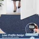 BEQHAUSE Dirt Trapper Door Mat 17" x 30" Half Circle Non Slip Washable Doormats Entrance Rugs Absorbent Welcome Low Profile Floor Mats for Front Back Door and Entryway, Blue