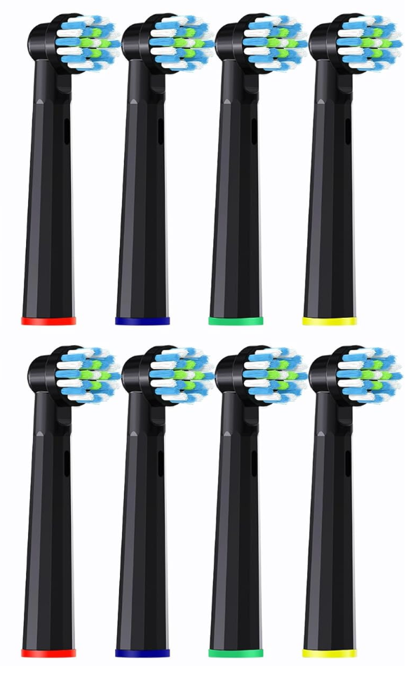 Replacement Heads Compatible with Oral B Pro 1000, Genius X, Smart 1500 Electric Toothbrush, 8 Pcs Precision Brush Heads Refills Compatible with Oral B (Black)
