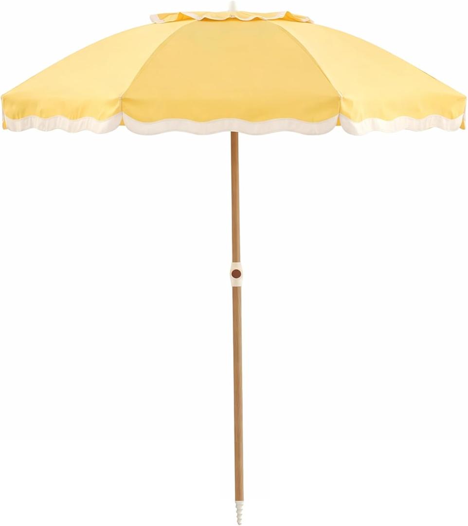 6FT Patio Beach Umbrella for Outdoor, UPF 50+ Sun Shade for Patio, Backyard, Garden, Pool and Beach, Tilt Adjustable, Portable, Harbour Mimosa