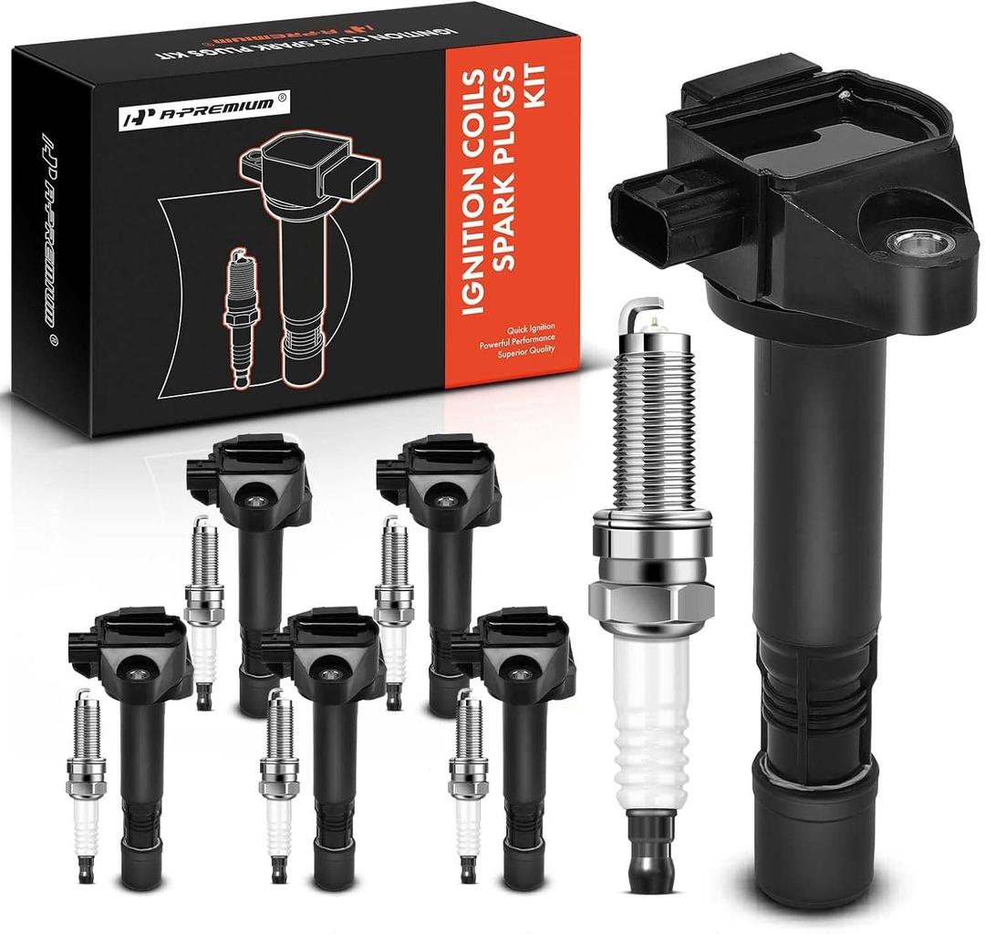 A-Premium Set of 6 Ignition Coil Pack and Iridium Spark Plugs Compatible with Honda Accord 2013-2017, Pilot 2016-2019, Odyssey 2018-2019, Ridgeline 2017-2019, Crosstour & Acura RDX, TLX, RLX