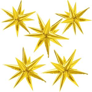 Gold Star Balloons Foil Explosion Balloon Large Mylar Balloons Bulk Party Decoration for Birthday Wedding Anniversary Graduation Baby Shower Gender Reveal Christmas New Year