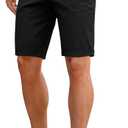 GINGTTO Mens Slim Fit Shorts 9" Inseam Stretch Chino Shorts (34, Black)