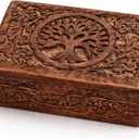 Great Birthday Gift Ideas Handmade Decorative Tree Of Life Wooden Jewelry Box Treasure Box Jewelry Organizer Keepsake Box Treasure Chest Trinket Holder Lock Box Watch Box, 6 x 4 Inch