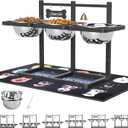 SHAINFUN Elevated Dog Bowls Stand for Medium/Large Dogs with Mat, 6 Height Adjustable Raised Dog Bowl, Three 58oz Food Water Bowls