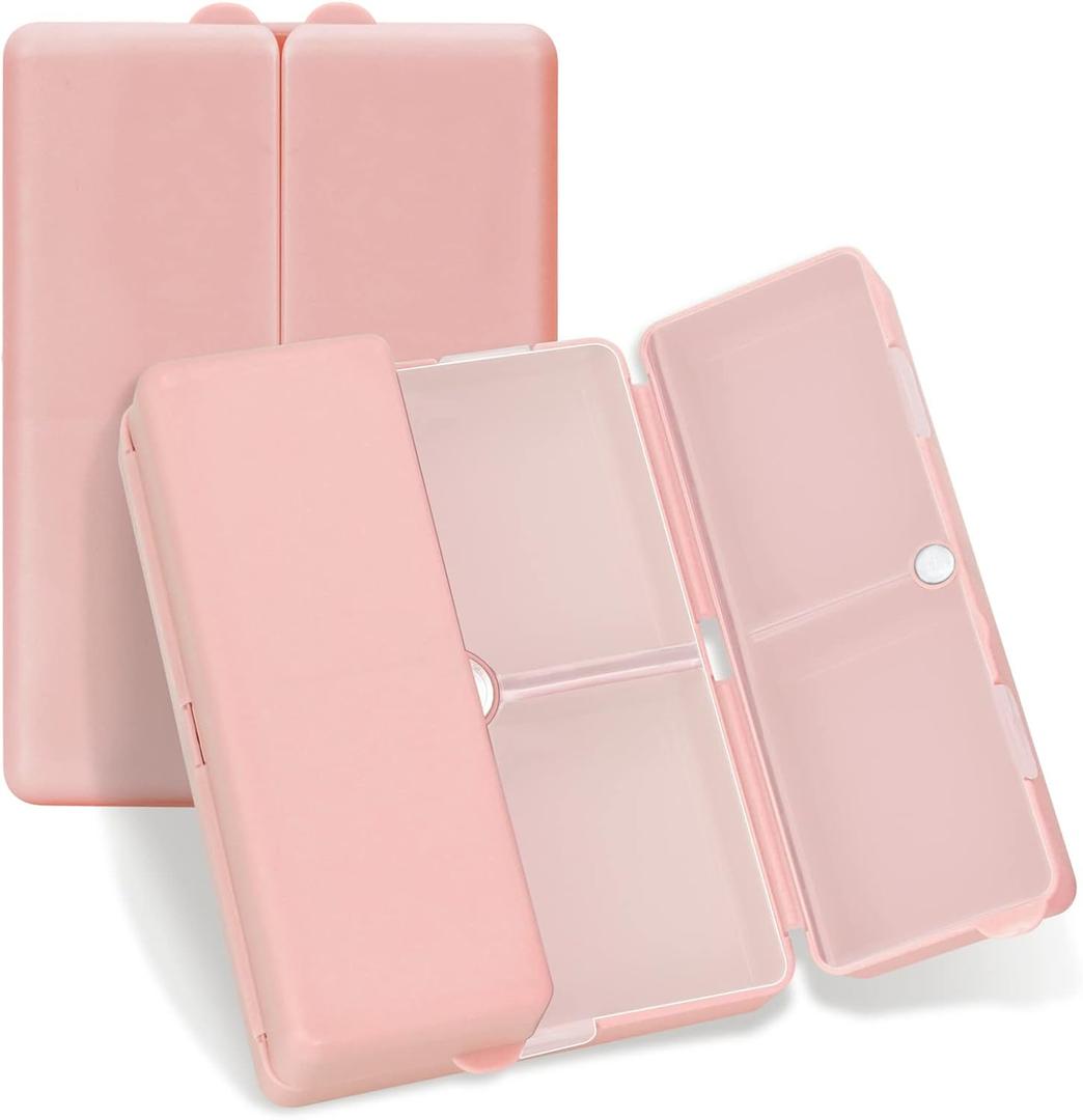 FYY Daily Pill Organizer,7 Compartments Portable Travel Pill Case [Folding Design] Pill Box for Purse Pocket to Hold Vitamins,Cod Liver Oil,Supplements and Medication-Rosegold (Large (1 Piece), Pink)