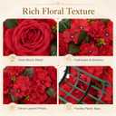 6 PCS Wedding Arch Artificial Flower Panels, Red Faux Floral Swags with Rose and Hydrangea Style Flowers for Backdrop, Wall Decor, Table Centerpiece, Aisle Runner and Party Decor