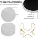 Carrara White Marble Coasters Set of 6 with Holder, Elegant Modern Round White Marble Drink Coasters for Coffee Table Decor, Semi Absorbent Stone Coaster for Drinks, Velvet Backed