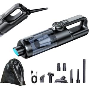 Car Vacuum Cleaner, Cordless Handheld 17000PA, 2-in-1 Vacuum and Air Pump, Rechargeable with Type-C, for Car Detailing and Pet Hair (Black)