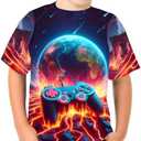 Boys Girls 3D Graphic Tees Unisex Short Sleeve T Shirt Novelty Neon Shirts for Boys 5-14 Years