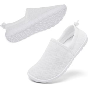 Racqua Toddler Boys Girls Water Shoes Baby Aqua Pool Swim Slip On Quick Dry Beach Shoes (Baby/Toddler) (18-24 Months Infant, Hdk1609t-white)