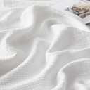 100% Cotton Muslin Blanket King Size 4-Layer for Bed Breathable Lightweight Soft Large Boho Farmhouse Linen Tassels Ruffle Gauze Blankets All Season for Adults 108x90 Inches White
