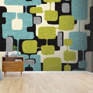 Seamless Abstract Mid Century Modern Pattern Canvas Print Wallpaper - Self Adhesive Peel & Stick Wall Mural, Decal, Poster - Home Decor Sticker for Living Room (100"x144" (254x365cm), Color3)