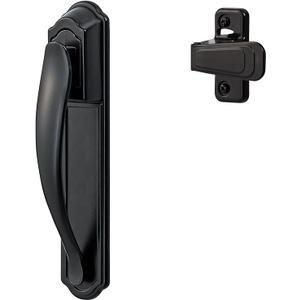 Ideal Security Door Handle with Inside Latch for Storm and Screen Doors, Black (2Piece Set)