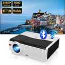 Native 1080P Outdoor Projector, 9000 Lumen Multimedia Home Theater Projectors Gaming Movie Artwork Party, Work for TV Stick PS5 DVD Laptop, Proyectores with USB/HDMI/VGA/AV/Audio Port, HiFi Speakers