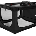 Veraste 42" L x 31" W x 31" H Collapsible Travel Dog Crate, Quick-Setup Portable Soft Dog Kennel for Large Dogs up to 90 lbs, 4-Door Foldable Travel Crate with Storage Bag, Black