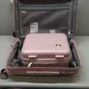Somago 20" Carry On Luggage and 14" Mini Cosmetic Cases Travel Set Lightweight Polypropylene Suitcase with TSA Lock YKK Zipper Hardside Luggage with Spinner Wheels (2 Piece Set, Nude Pink)
