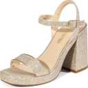 DREAM PAIRS Heels for Women Block Chunky Platform High Heels Open Toe Fashion Wedding Party Evening Prom Dance Ankle Strap Dress Pump Sandals Shoes,9 Size