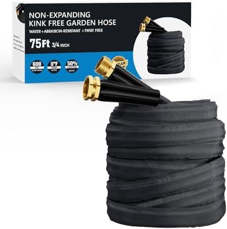 Haeteir 2025 Upgraded 75FT Non-Expanding Garden Hose, Lightweight, Flexible Ultra-Light Water Hose, Burst-Resistant, Lead-Free, Anti-Kink, High-Pressure