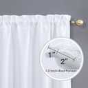 Home Queen White Water Resistant Bathroom Window Curtain, Waffle Textured Half Tier Curtains for Kitchen Cafe, 36" W X 45" L Inches, Set of 2