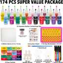 174 PCS Tie Dye Kit, Tie Dye Set Including 20 Colors Pre-Filled Tye Dye Bottles, 1 Tie Dye Workstation, 7 Set Fabric Markers, Non Toxic Permanent Fabric Dye Art Set- Perfect for Family & Party Fun