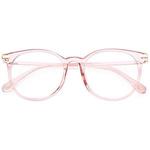 Gaoye Blue Light Blocking Glasses, Retro Round Eyewear Frame Anti Eyestrain Computer Glasses for Women Men - GY1688 (Pink Frame/Transparent Lens) With Case