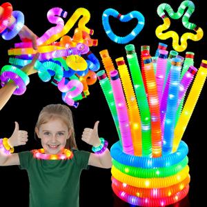 JOYIN 18 Pack Halloween Glow Sticks Party Favors for Kids, Light Up Pop Tubes Glow Necklaces Bracelets Party Supplies for Toddlers Boys Girls Birthday Gifts, Christmas, Goodie bags