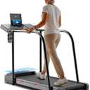 Yesoul Walking Treadmill with Long Handles for Seniors, Treadmills for Home 300 lbs Capacity, Recovery Fitness Exercise Machine with Stable and Safe Structural Design, Large LED Display for Elderly