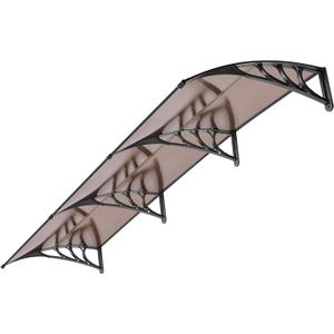 VIVOHOME Polycarbonate Window Door Awning Spliced Canopy Brown with Black Bracket 40 Inch x 120 Inch