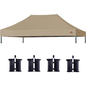 SCOCANOPY Commercial 10x15 Canopy Replacement Canopy Top,Canopy Cover ONLY,Bonus 4 Pack Weight Bag (Khaki)