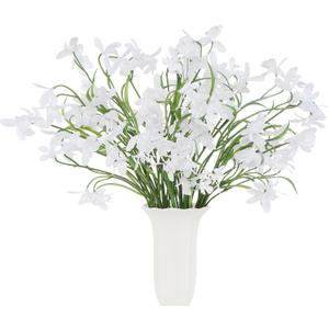 12pcs Fake Orchid Flowers Branches,21.7in Artificial Cymbidium Flower Stems for Table Centerpiece Wedding Vase Arrangements Office Home Decor (White)
