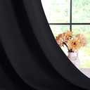 NICETOWN Blackout Curtains 45 Inches Long Kitchen Drapes, Black Solid Thermal Insulated Grommet Blackout Drapery Panels for Window (2 Panels, 42 Inch Wide by 45 Inch Long, Black)