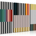 3pcs Abstract Stripes Canvas Wall Art Mid Century Modern Wall Decor Pictures Colorful Simple Line Posters Prints for Living Bedroom office Home Decoration Ready to Hang