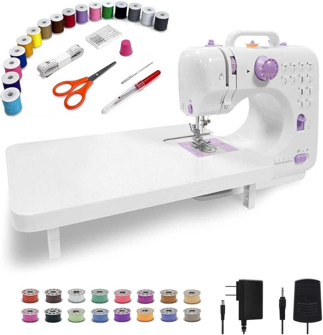 This Lightweight Sewing Machine Is Designed For Convenience And Versatility, Sewing Machine For Beginners, Portable 12 Built-In Stitches, (High-Low Speeds), 505UJH, DC Power Supply Method