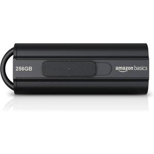 Amazon Basics 256 GB Ultra Fast USB 3.1 Flash Drive, High Capacity External Storage for Photos Videos, Retractable Design, 130MB/s Transfer Speed, Black