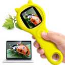 Kids Magnifying Glass Educational Science Kit - Mini LED Pocket Microscope for Kids(5-10 Years) - Durable Design - Ideal Gift for Girls (Yellow)