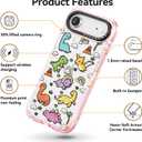 for iPhone Air Case Cute - Military-Grade 20 ft Drop Protection Shockproof Phone Case - Funny Dinosaur Land Design for iPhone 17 Air (6.5") Glitter Pink