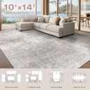 Washable Rug 10x14 Area Rugs for Living Room: Modern Abstract Neutral Soft Carpet for Bedroom Dining Room Under Kitchen Table Home Office Decor - Brown Grey