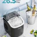 EUHOMY Countertop Ice Maker Machine with Handle, 26.5lbs Per Day, 9 Ice Cubes Ready in 6 Mins, Auto-Cleaning Portable Ice Maker with Basket and Scoop, for Home/Kitchen/Camping/RV (Black)