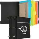 Tashkummy 2 Pcs Pivotable Refillable Notebook, 3 Ring Binder Notebooks 1 Inch, Notebook with Dividers and Pockets, Folder Notebook, Flexible Binder, Soft Binders 3 Ring, Foldable Binder- Black